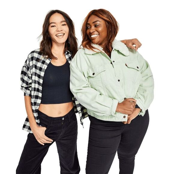 Levi's Women's Plus Size Faux-Sherpa Baby Baggy Trucker Jacket - Meadow Mist 2X - Picture 7 of 7